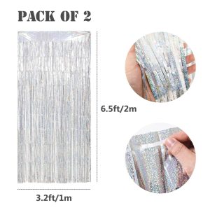 2-Piece Metallic Party Tinsel Fringe Curtains - Image 6