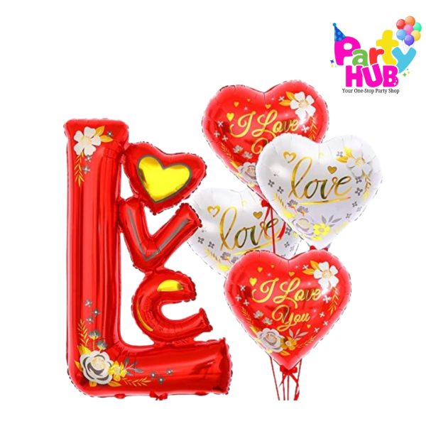 5-Piece Love-Themed Balloons – Romantic Party Decorations