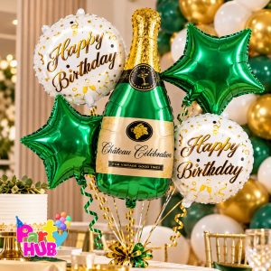 Champagne Bottle Foil Balloon Set – Celebration Party Decorations - Image 4