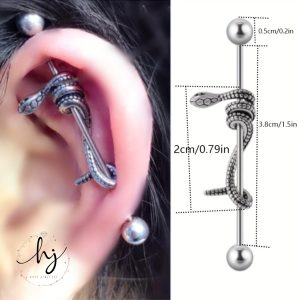 Snake Barbell Earring – Edgy Body Piercing Jewelry - Image 4